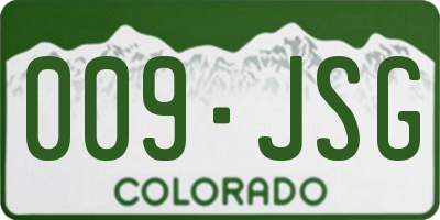 CO license plate 009JSG