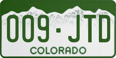 CO license plate 009JTD