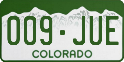 CO license plate 009JUE