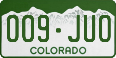 CO license plate 009JUO