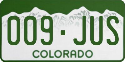 CO license plate 009JUS