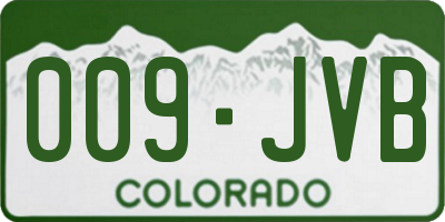 CO license plate 009JVB