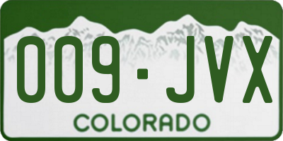 CO license plate 009JVX