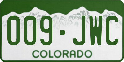 CO license plate 009JWC
