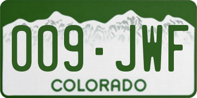 CO license plate 009JWF