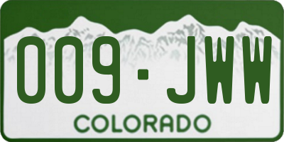 CO license plate 009JWW