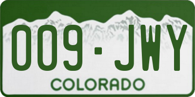 CO license plate 009JWY