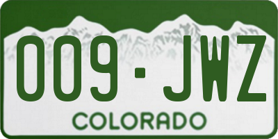 CO license plate 009JWZ