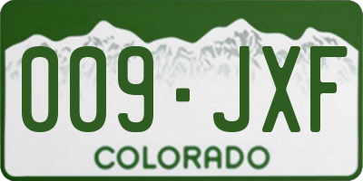 CO license plate 009JXF