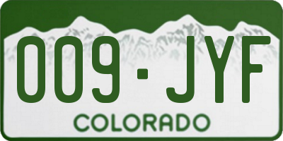 CO license plate 009JYF