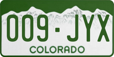 CO license plate 009JYX