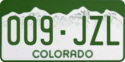 CO license plate 009JZL