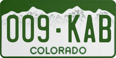 CO license plate 009KAB