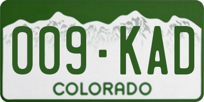 CO license plate 009KAD