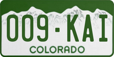 CO license plate 009KAI