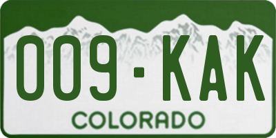 CO license plate 009KAK