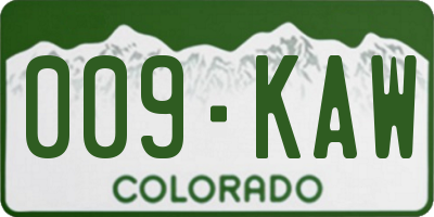 CO license plate 009KAW