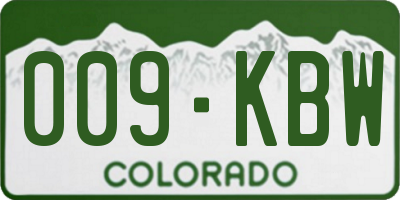 CO license plate 009KBW