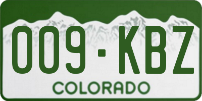 CO license plate 009KBZ