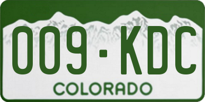 CO license plate 009KDC