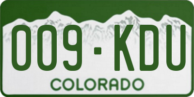 CO license plate 009KDU