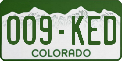 CO license plate 009KED