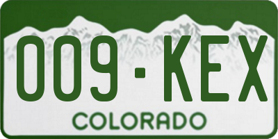 CO license plate 009KEX