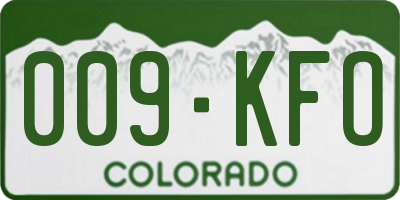 CO license plate 009KFO