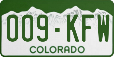 CO license plate 009KFW