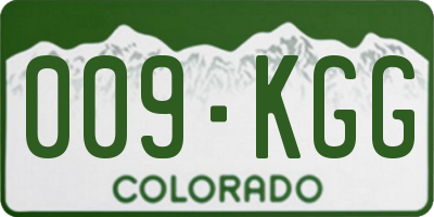 CO license plate 009KGG