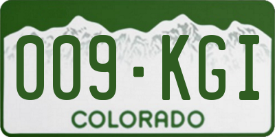 CO license plate 009KGI