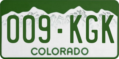 CO license plate 009KGK