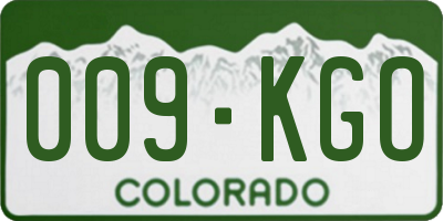 CO license plate 009KGO