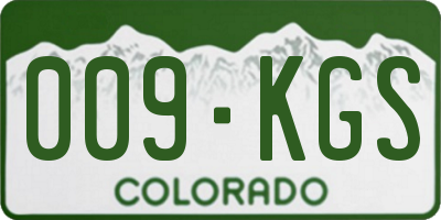 CO license plate 009KGS