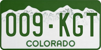 CO license plate 009KGT