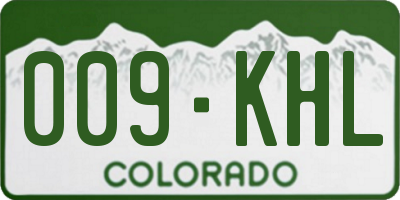 CO license plate 009KHL
