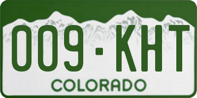 CO license plate 009KHT