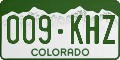 CO license plate 009KHZ