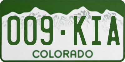 CO license plate 009KIA