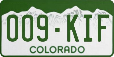 CO license plate 009KIF