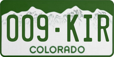 CO license plate 009KIR