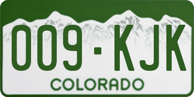 CO license plate 009KJK