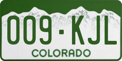 CO license plate 009KJL