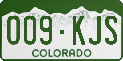 CO license plate 009KJS