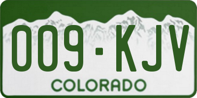 CO license plate 009KJV