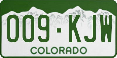 CO license plate 009KJW