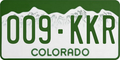 CO license plate 009KKR