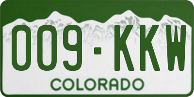 CO license plate 009KKW