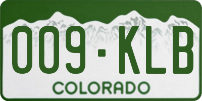 CO license plate 009KLB