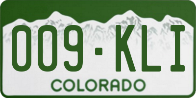 CO license plate 009KLI
